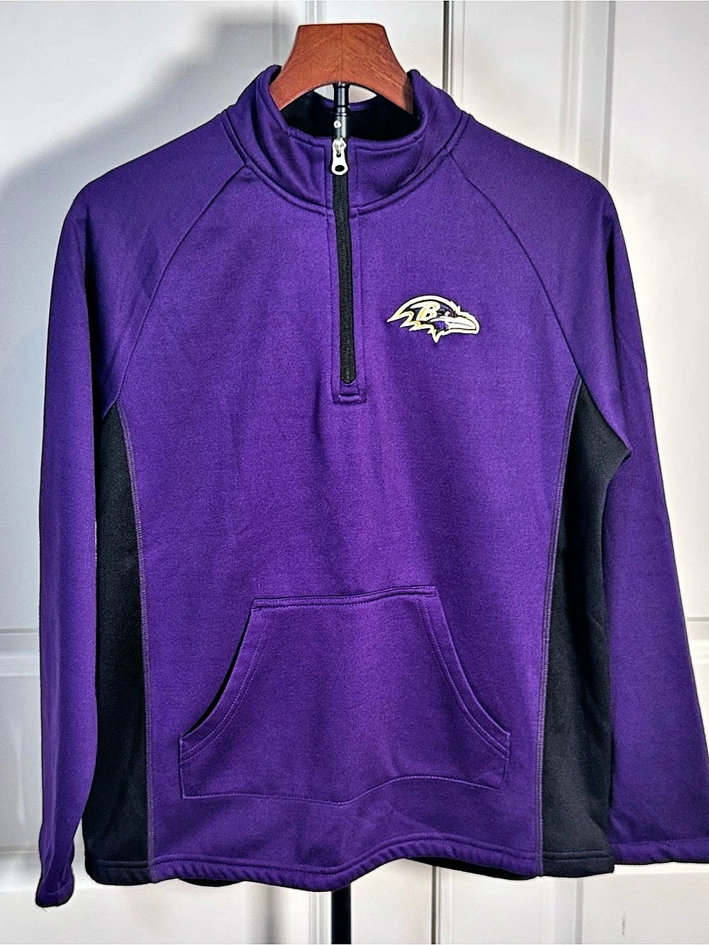 Baltimore Ravens NFL Youth L 14/16 Purple 1/4 Zip Fleece Pullover Sweatshirt Kid